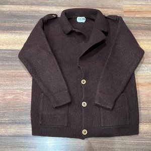 Brown Wool Button-Down Sweater Jacket (Adult Large)